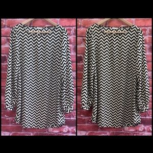 Everly Chevron Long Sleeve Shirt Dress